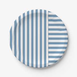 Assiettes En Carton motif blanc bleu de rayure