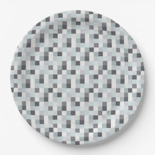 Assiettes En Carton Motif blanc et gris de Pixelated
