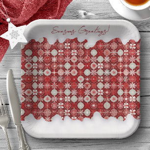 Assiettes En Carton Motif blanc rouge Noël #13 ID1009