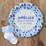 Assiettes En Carton Motif bleu Bébé  Baby shower fille<br><div class="desc">Bleu Balloon Motif Baby Boy Baby shower Plaques de fête. Motif de ballon bleu mignon. Ajoutez votre nom et votre date.</div>