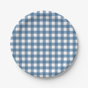 Assiettes En Carton Motif bleu classique de guingan