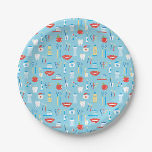 Assiettes En Carton Motif bleu dentaire