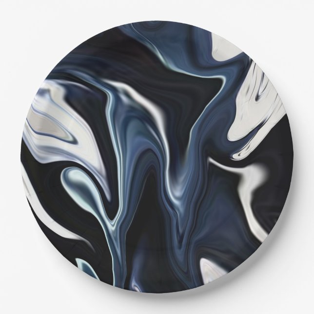 Assiettes En Carton Motif bleu flou (Devant)