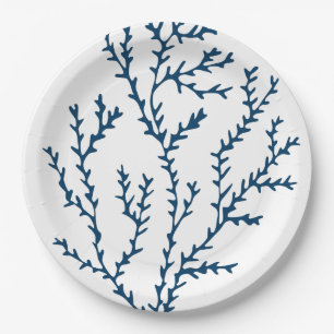 Assiettes En Carton Motif bleu turquoise élégant d'algue - océan