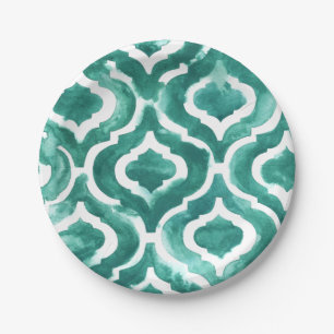 Assiettes En Carton Motif bleu vert IV