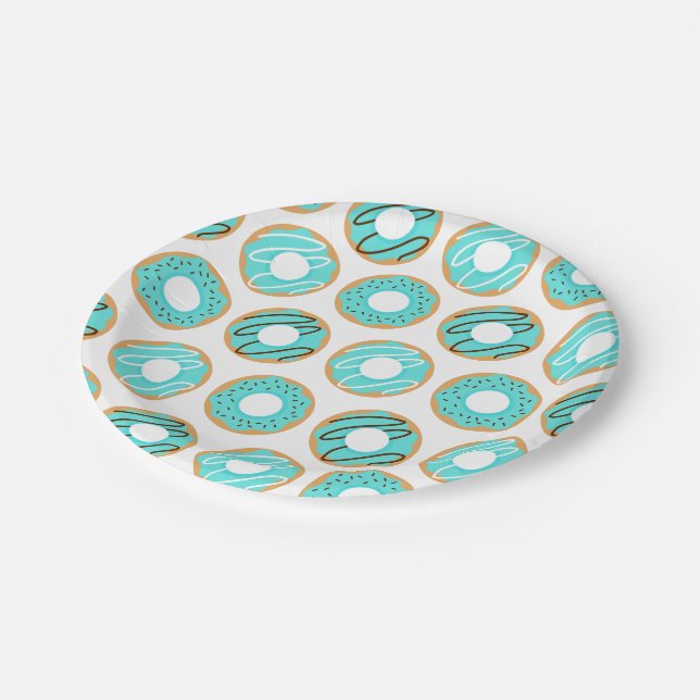 Assiettes En Carton Motif Blue Donuts (Angle)