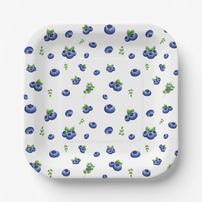 Assiettes En Carton Motif Blueberry (Recto)