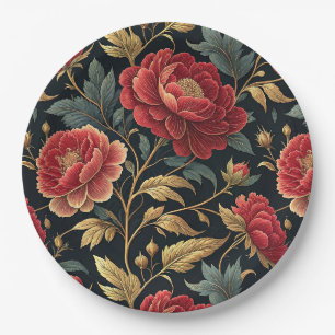 Assiettes En Carton Motif botanique de pivoine victorienne