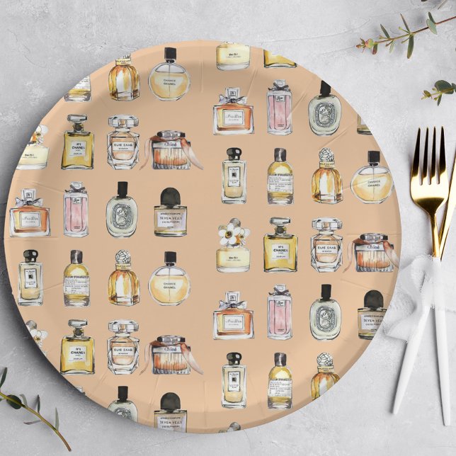 Assiettes En Carton Motif Bouteilles de parfum fantaisie (Créateur téléchargé)