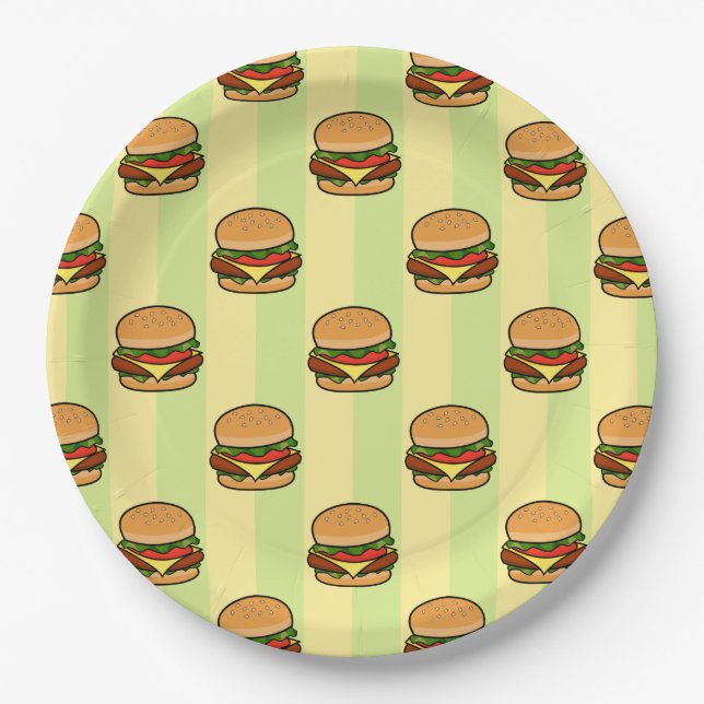 Assiettes En Carton Motif Burger (Devant)