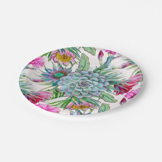 Assiettes En Carton Motif cactus (Angle)