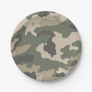 Assiettes En Carton Motif Camo Vert