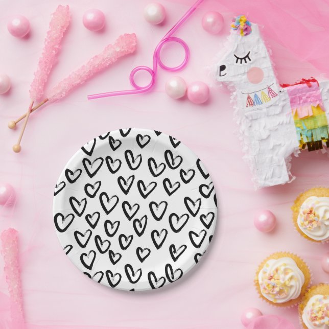 Assiettes En Carton Motif cardiaque de peinture AVC (Fête)