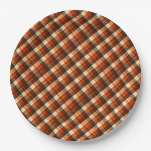 Assiettes En Carton Motif carreauté tartan d'automne Rustique automn