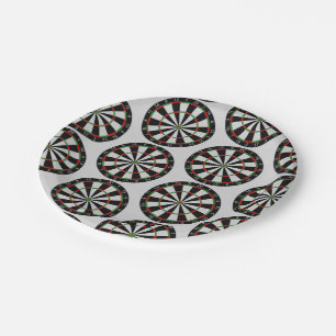 Assiettes En Carton Motif carrelé de cible de dards