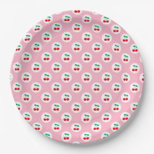 Assiettes En Carton Motif Cerise – Cadeau & Décoration Rétro aux Fruit