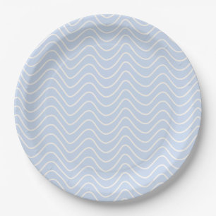 Assiettes En Carton Motif Chevron Minimaliste Ligne Bleu Clair Côté Me
