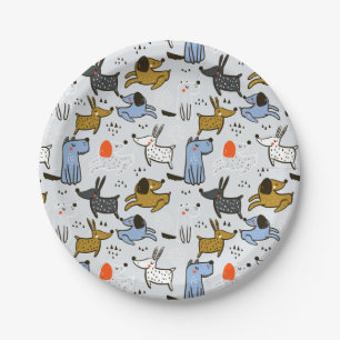 Assiettes En Carton Motif chien mignon Doodle
