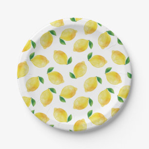 Assiettes En Carton Motif citron aquarelle