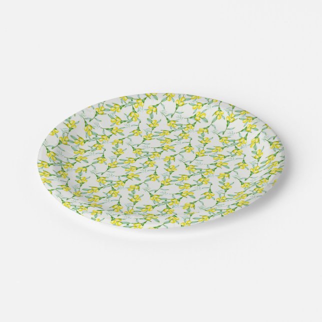 Assiettes En Carton Motif citrons  (Angle)