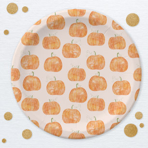 Assiettes En Carton Motif citrouille aquarelle