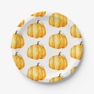 Assiettes En Carton Motif citrouille aquarelle. Fête des enfants d'Hal