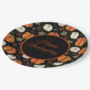 Assiettes En Carton Motif Citrouille d'automne Thanksgiving