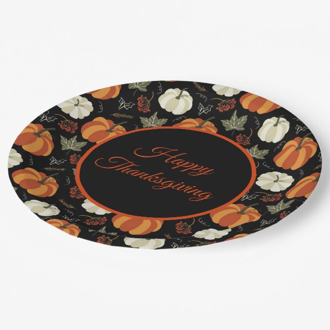 Assiettes En Carton Motif Citrouille d'automne Thanksgiving (Angle)