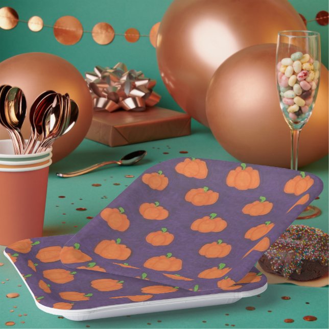 Assiettes En Carton Motif Citrouille Purple Fall (Multi)