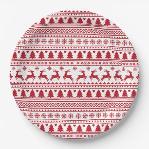 Assiettes En Carton Motif classique scandinave de Noël