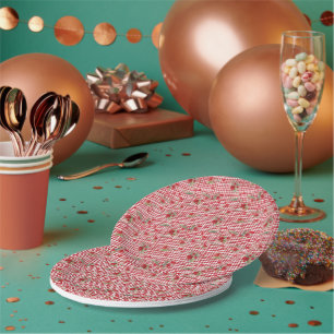 Assiettes En Carton Motif Cœur Rouge Tartan Moderne