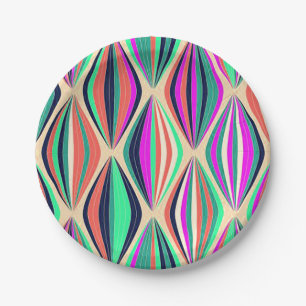 Assiettes En Carton motif coloré moderne des années 1960