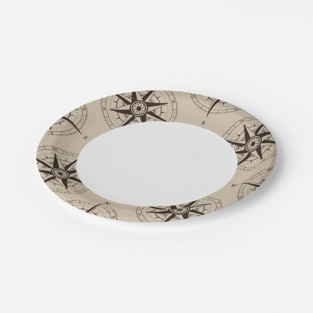 Assiettes En Carton Motif Compass de navigation (Angle)