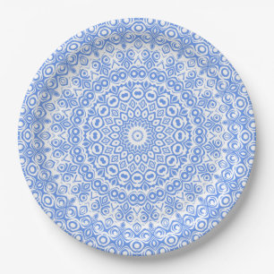 Assiettes En Carton Motif Cornflower Blue Mandala