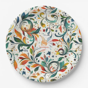 Assiettes En Carton Motif couleur Paisley d'inspiration vintage