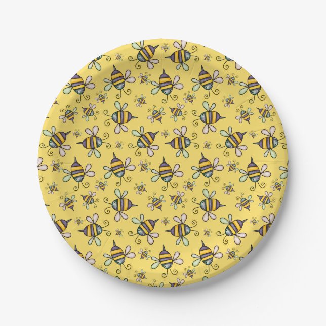Assiettes En Carton Motif d'abeille (Devant)