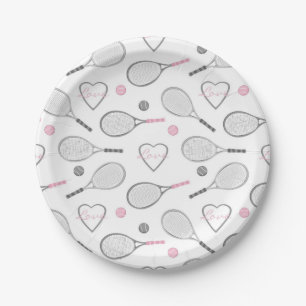 Assiettes En Carton Motif d'amour de tennis