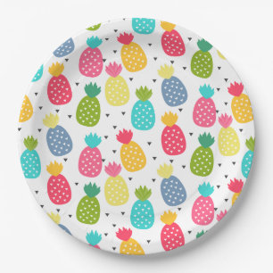 Assiettes En Carton Motif d'ananas coloré amusant  