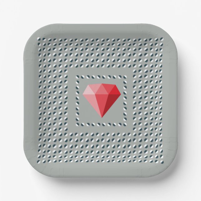 Assiettes En Carton Motif dansant Illusion d'optique Rubis  (Recto)