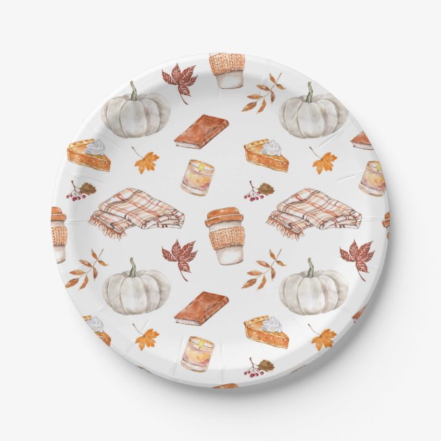 Assiettes En Carton Motif d'aquarelle confortable Autumn Essentials (Devant)