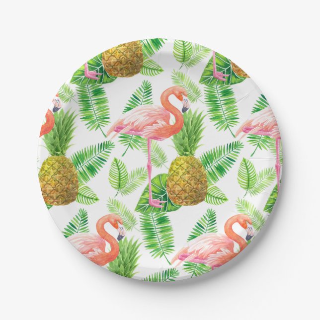 Assiettes En Carton Motif d'aquarelle de jardin tropical (Devant)