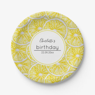 Assiettes En Carton Motif d'aquarelle de tranches de citron