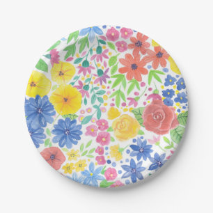 Assiettes En Carton Motif d'aquarelle florale
