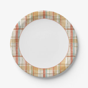 Assiettes En Carton Motif d'aquarelle Russe Plaid Automne