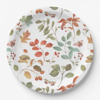 Assiettes En Carton Motif d'aquarelle Rustic Fall Foliage