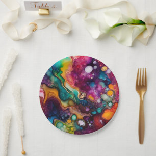 Assiettes En Carton Motif d'aquarelle surréaliste psychédélique