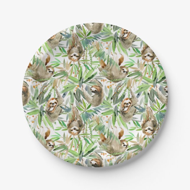 Assiettes En Carton Motif d'aquarelle tropicale (Devant)