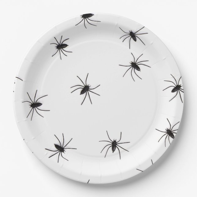 Assiettes En Carton Motif d'araignée d'Halloween (Devant)