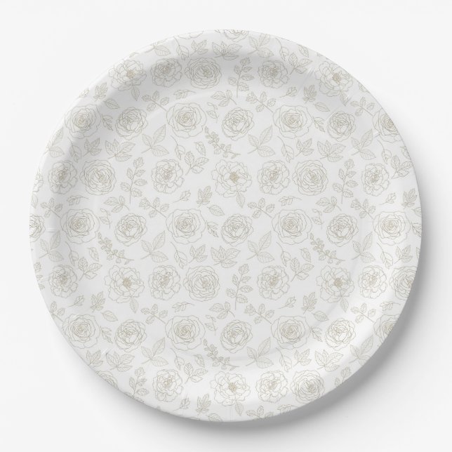 Assiettes En Carton Motif d'art botanique minimaliste en ligne (4) (Devant)
