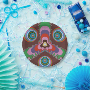 Assiettes En Carton Motif d'art rétro psychédélique des années 70